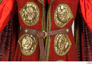  Photos Medieval Knight in cloth armor 4 17th century Historical clothing red gold jacket with decoration upper body 0011.jpg